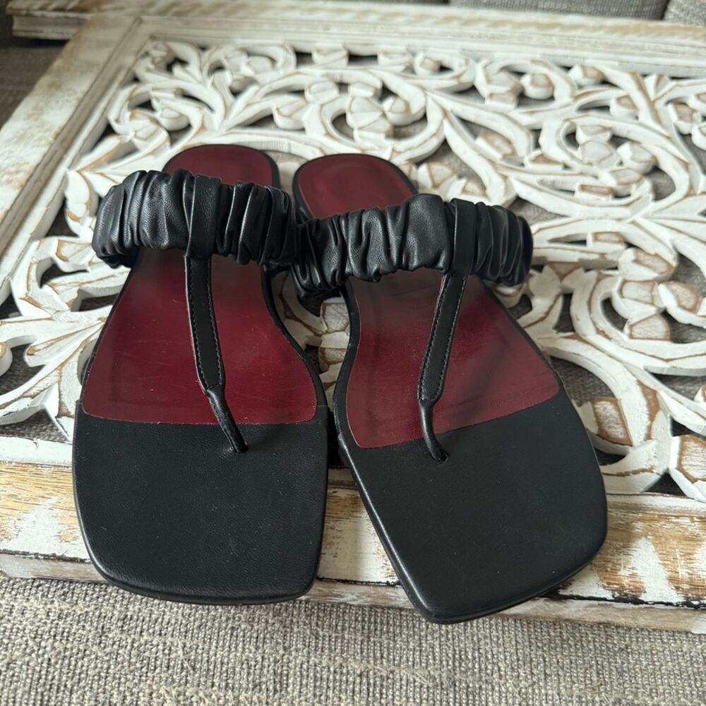 Staud Black Leather Square Toe Sandals Shoes Women's 38 7.5 - Picture 2 of 8